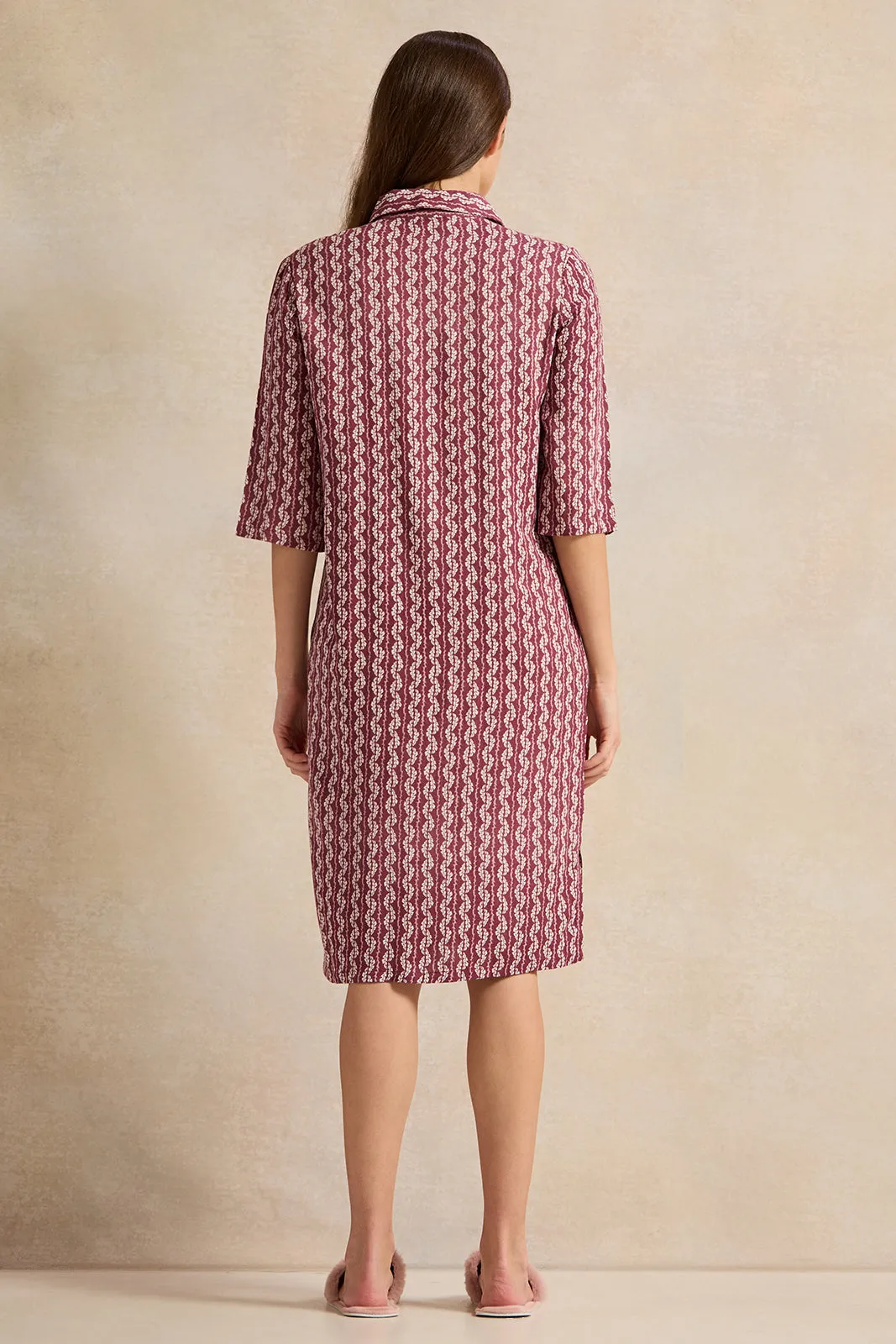 Women Red Printed Nightshirt Dress