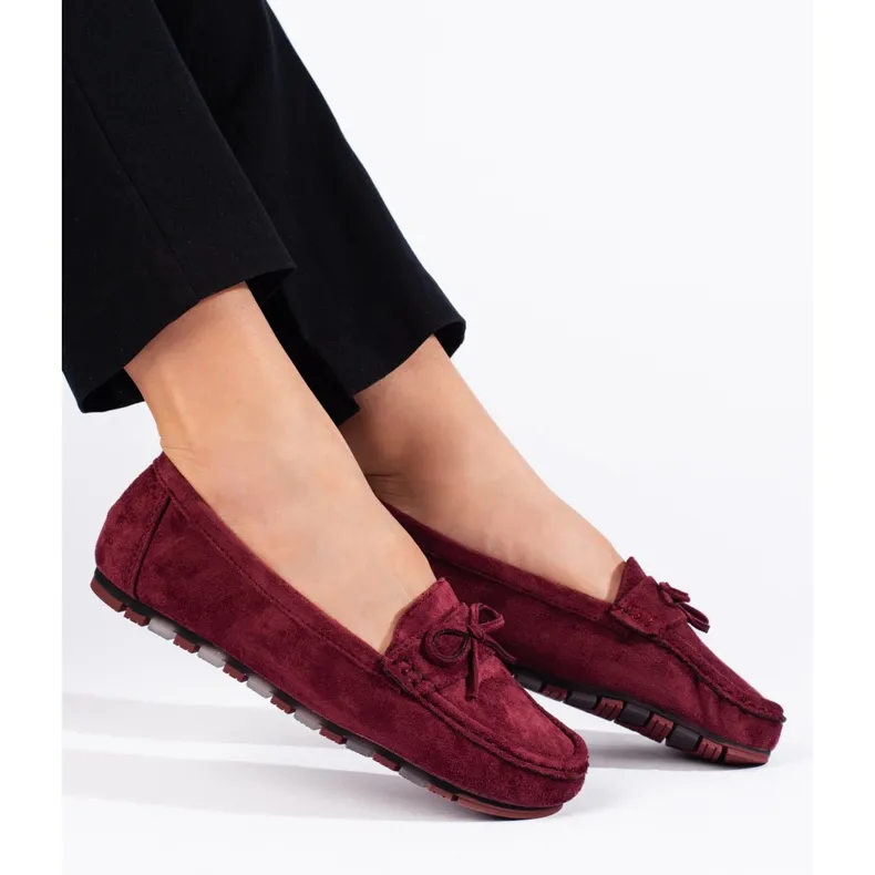 Red Women's Burgundy Suede Moccasins