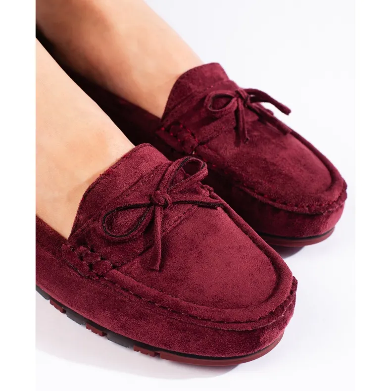 Red Women's Burgundy Suede Moccasins