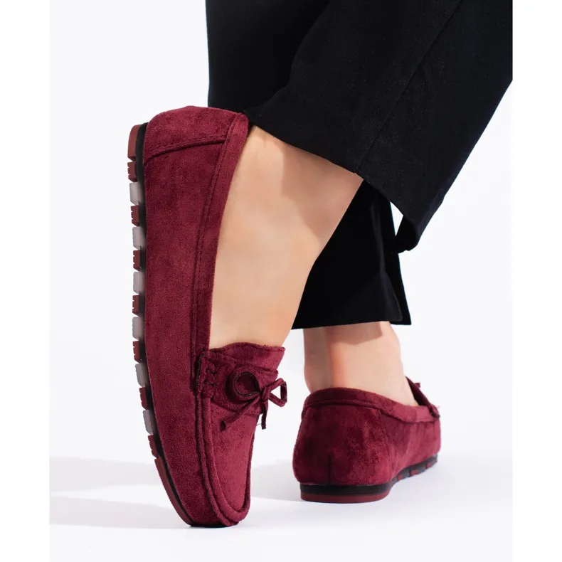 Red Women's Burgundy Suede Moccasins