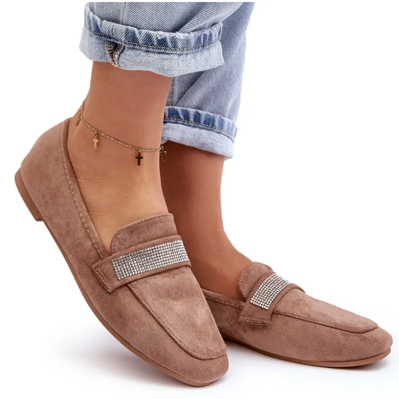 Light Brown Moccasins with Rhinestones by Ralrika