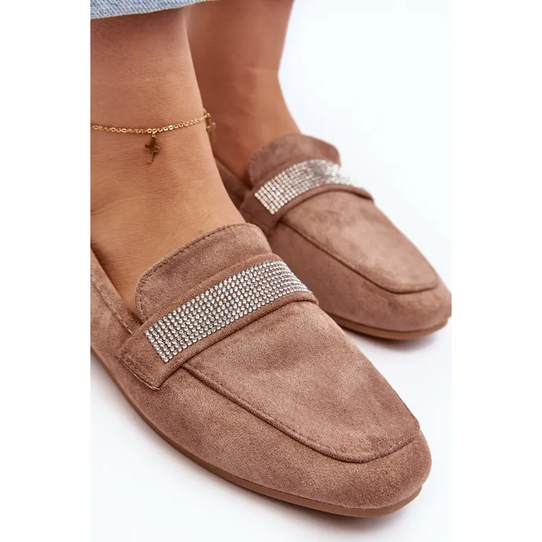 Light Brown Moccasins with Rhinestones by Ralrika