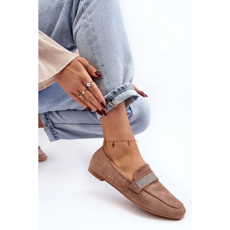 Light Brown Moccasins with Rhinestones by Ralrika