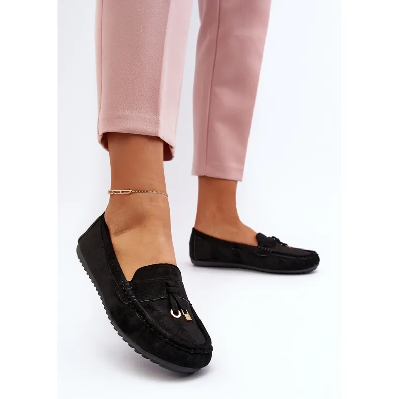 Black Suede Women's Classic Moccasins by Ontala