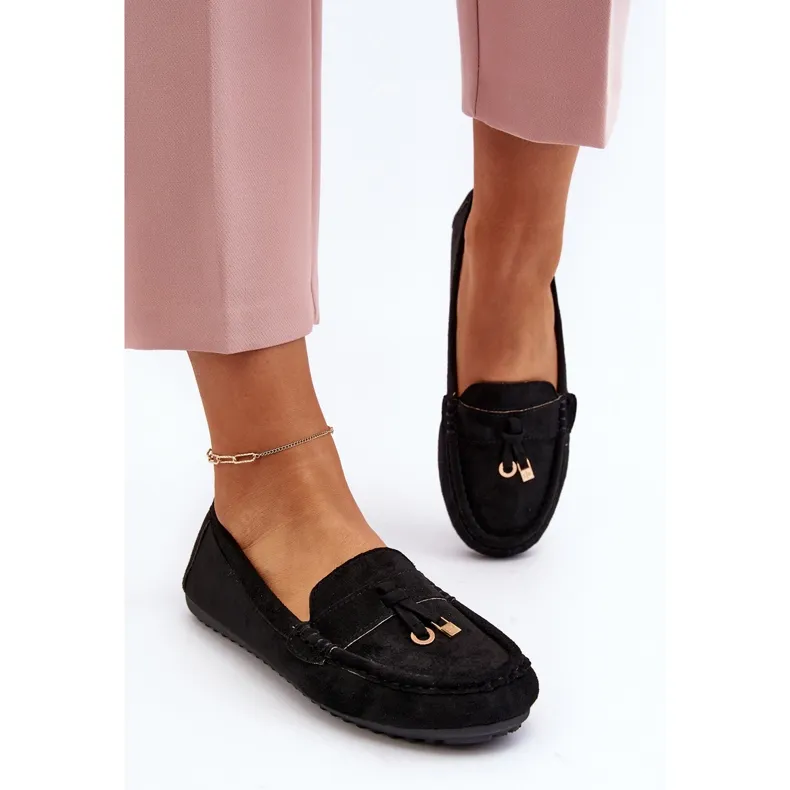 Black Suede Women's Classic Moccasins by Ontala