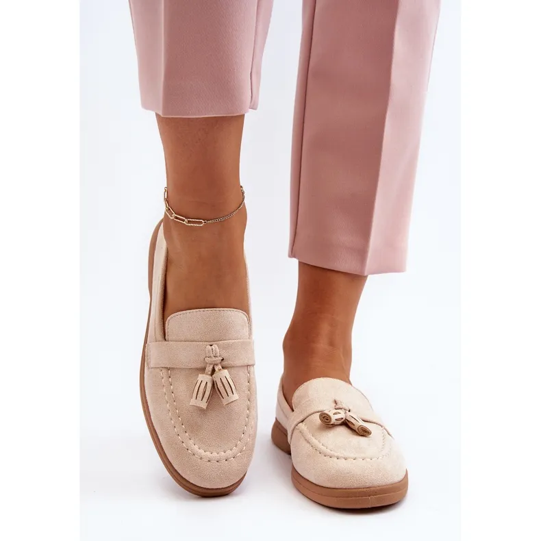 Beige Suede Women's Moccasins by Dansitu