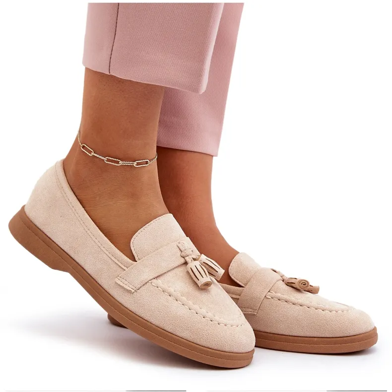 Beige Suede Women's Moccasins by Dansitu