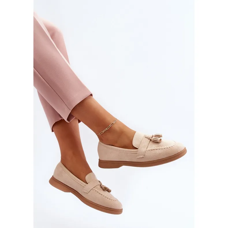 Beige Suede Women's Moccasins by Dansitu