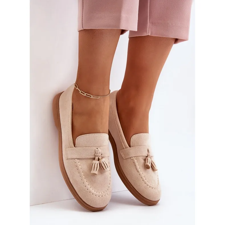 Beige Suede Women's Moccasins by Dansitu