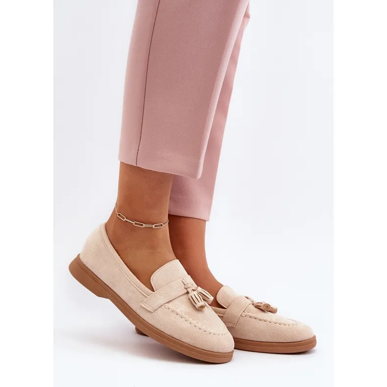 Beige Suede Women's Moccasins by Dansitu