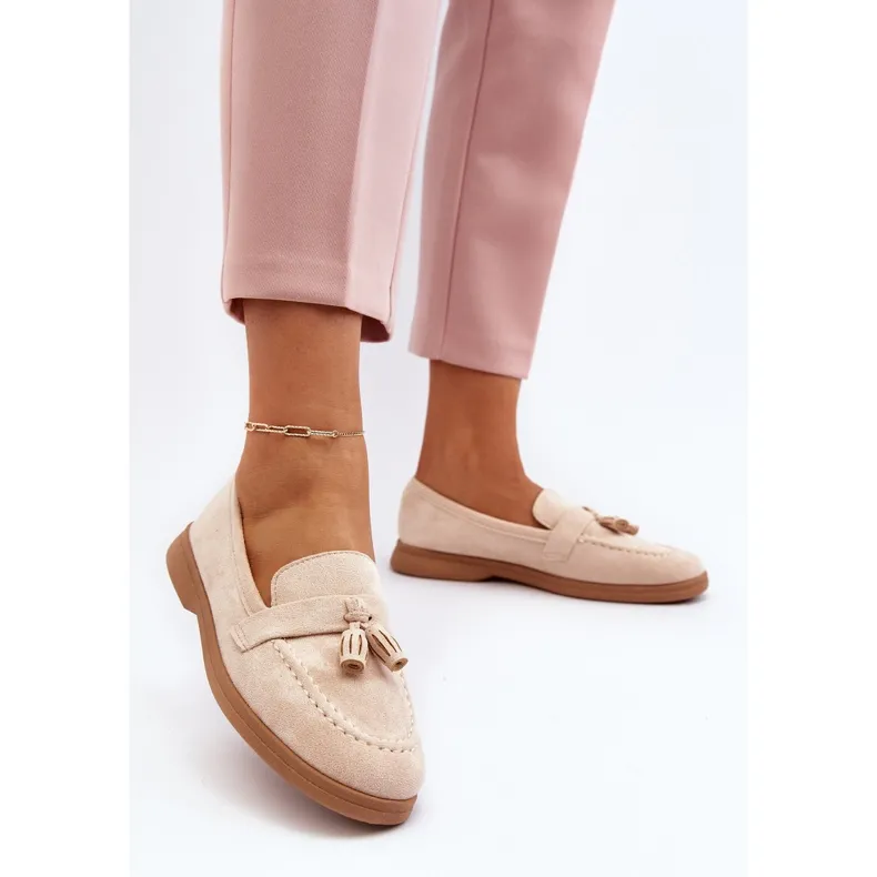 Beige Suede Women's Moccasins by Dansitu