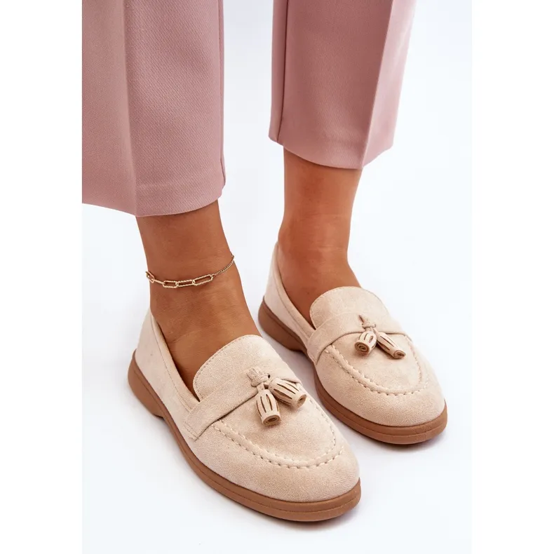 Beige Suede Women's Moccasins by Dansitu