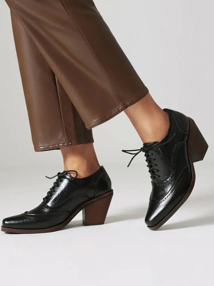 Square Toe Chunky Heel Oxfords