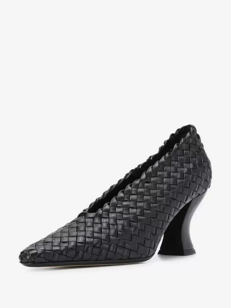 Women's Weave Heeled Pumps Pointed Toe Designed Heels