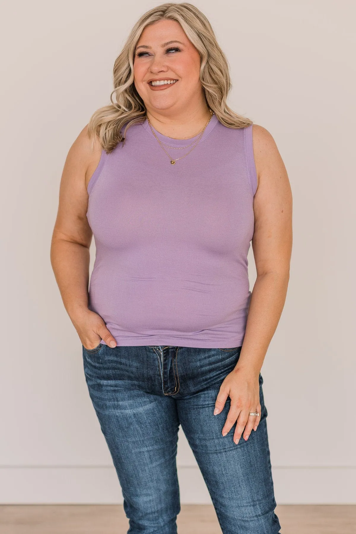 Wrapped Around My Finger Knit Tank Top- Lilac