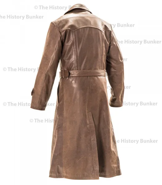 German Leather Trench Coat in Brown