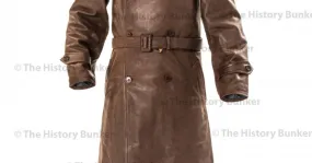 German Leather Trench Coat in Brown