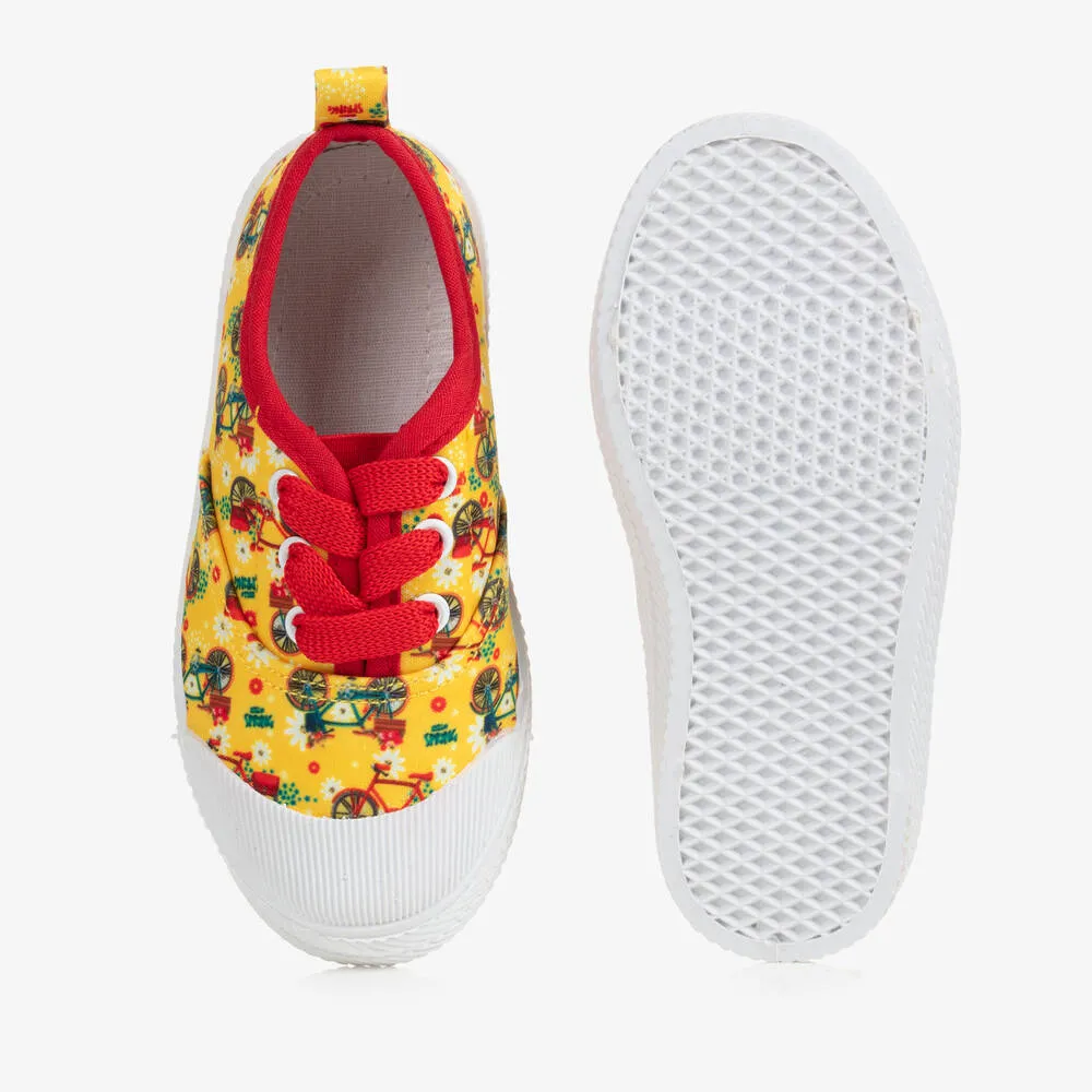 Yellow Bicycle Print Trainers