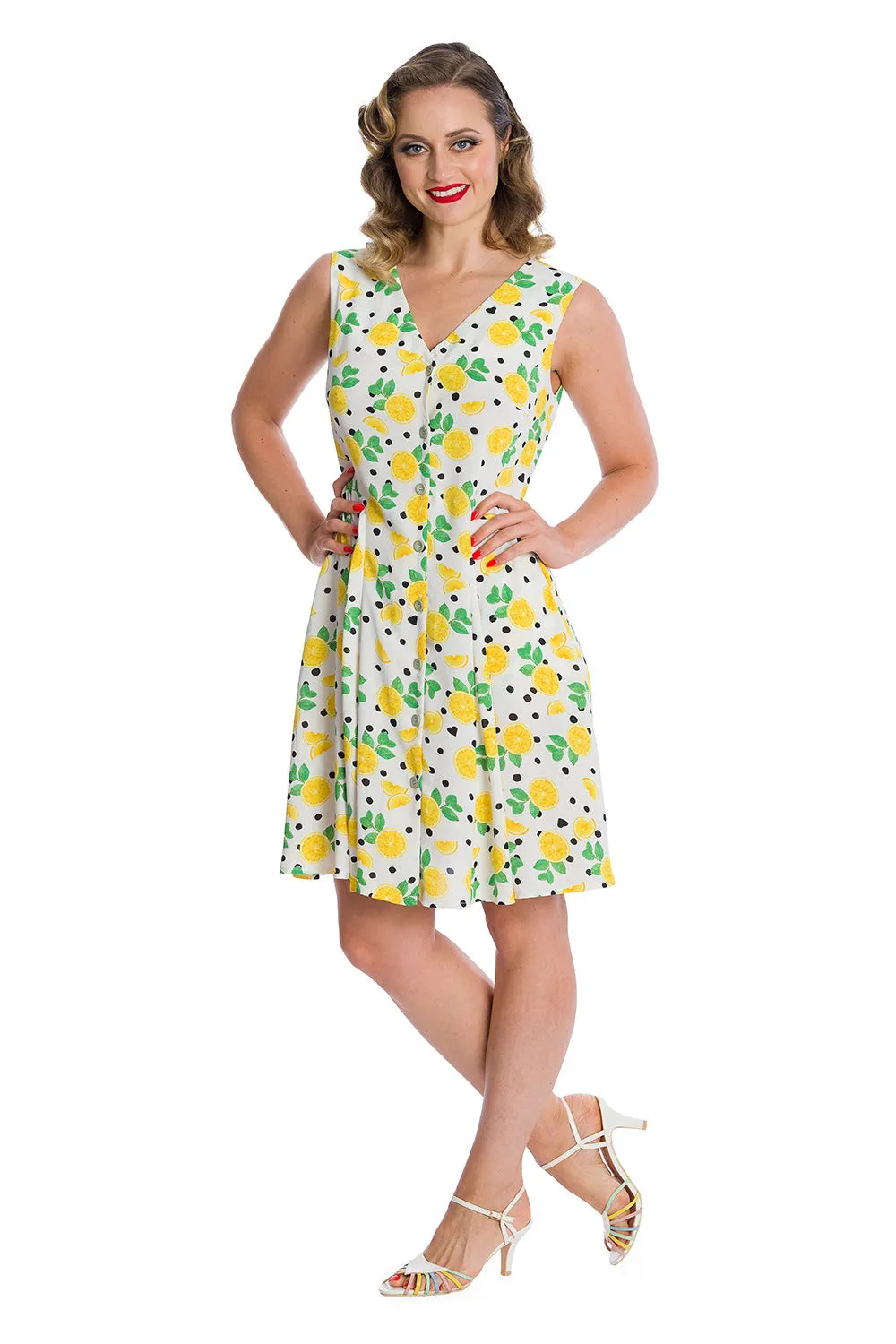 Yellow Citrus Print Summer Dress