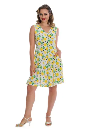 Yellow Citrus Print Summer Dress