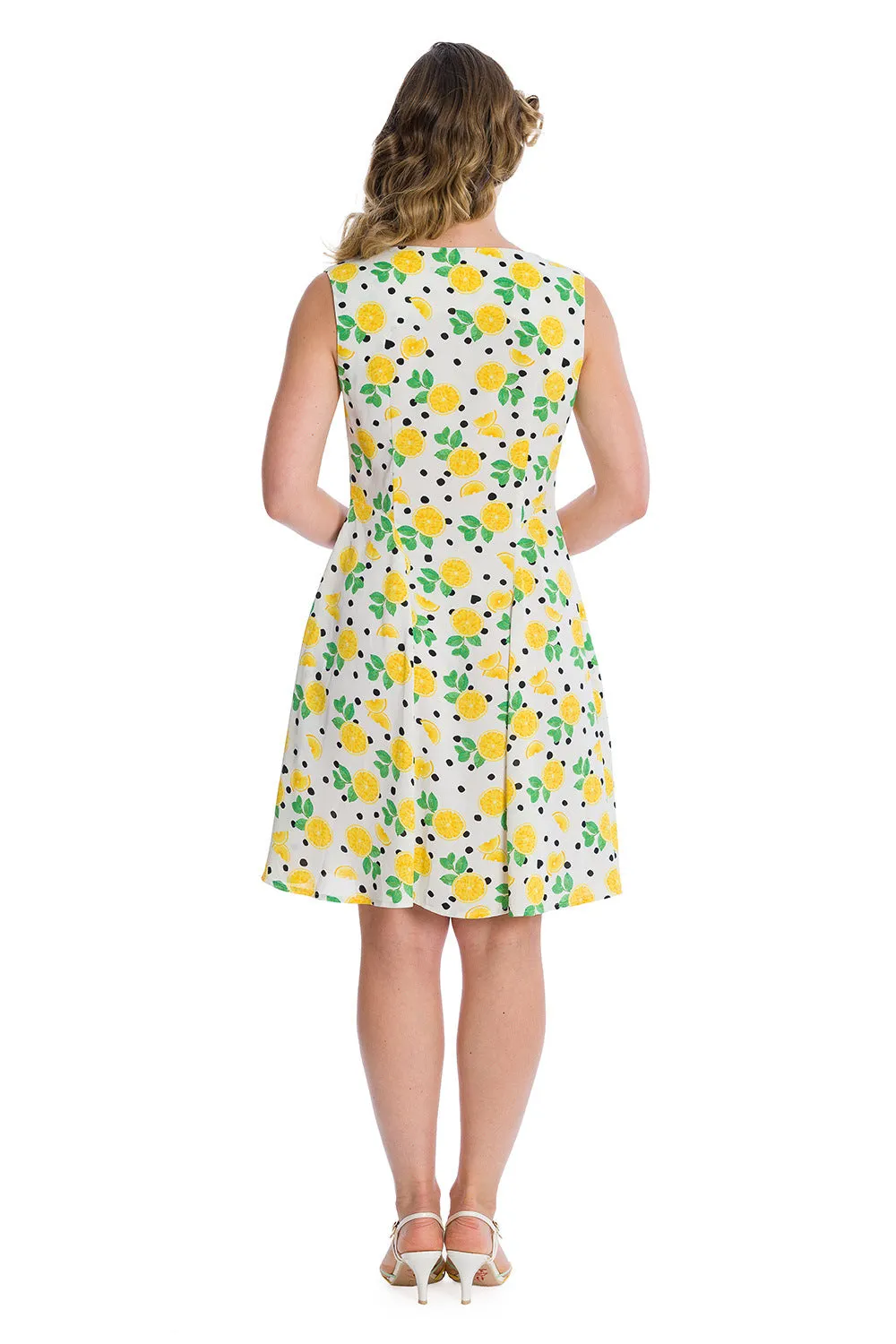 Yellow Citrus Print Summer Dress