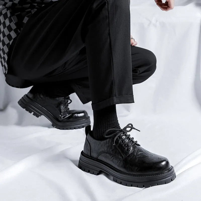 Yeoksam Wrinkled Faux Leather Chunky Derby Shoes