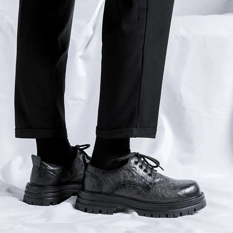 Yeoksam Wrinkled Faux Leather Chunky Derby Shoes