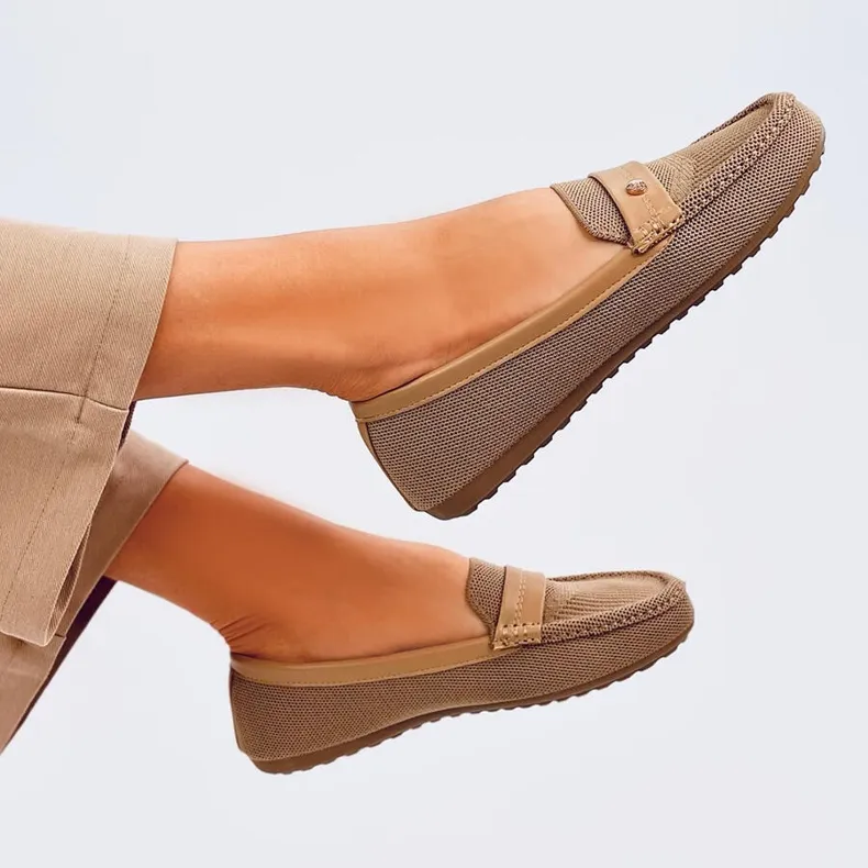 Beige Soft Women's Moccasins by Yuriko Kaki