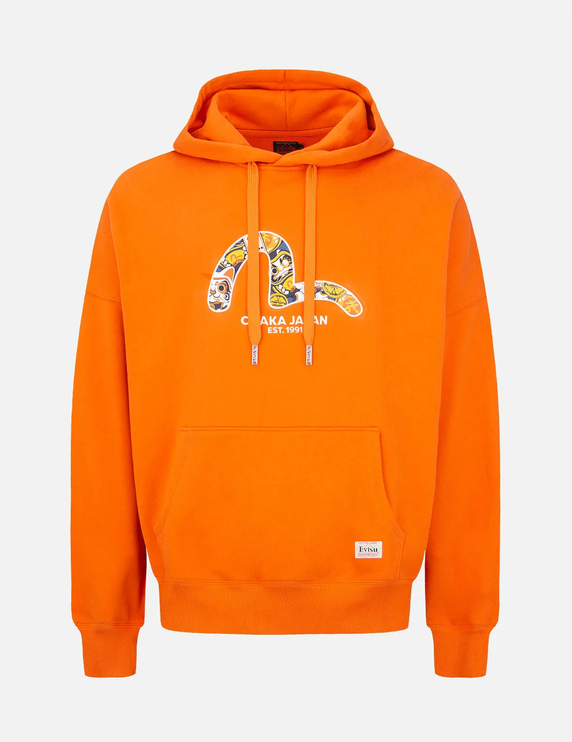 Zip-up Daruma and Fortune Cat Print Hooded Sweatshirt